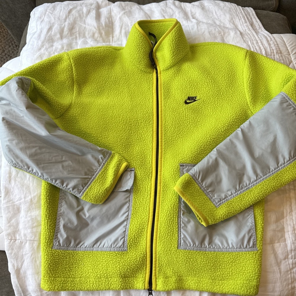 Nike Day Glow Fleece Jacket Vintage SZ L Yellow